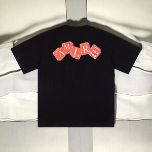 AMIRI Black Tee with Red Dice Graphic
